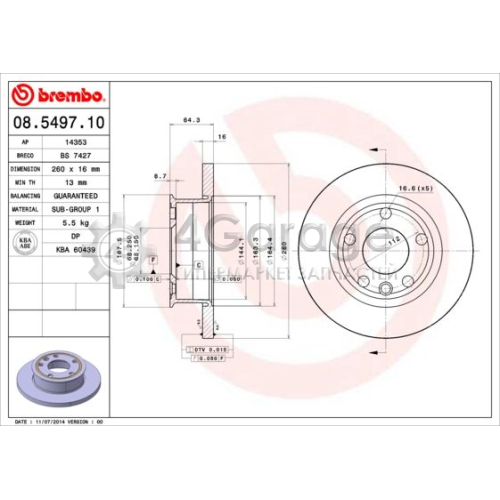 Тормозной диск BREMBO 08549710 в Ростове-на-Дону