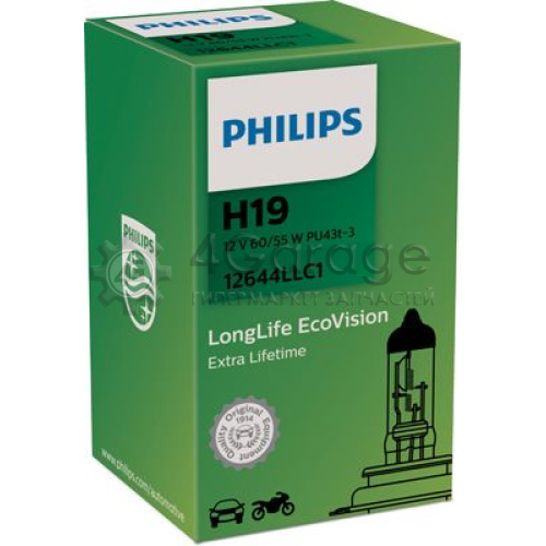 PHILIPS 12644LLC1 Лампа накаливания фара дальнего света LongLife EcoVision