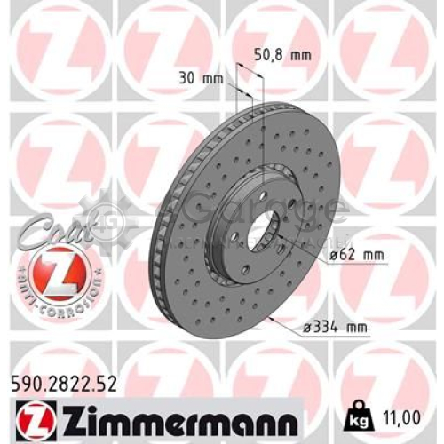 ZIMMERMANN 590282252 Тормозной диск SPORT COAT Z