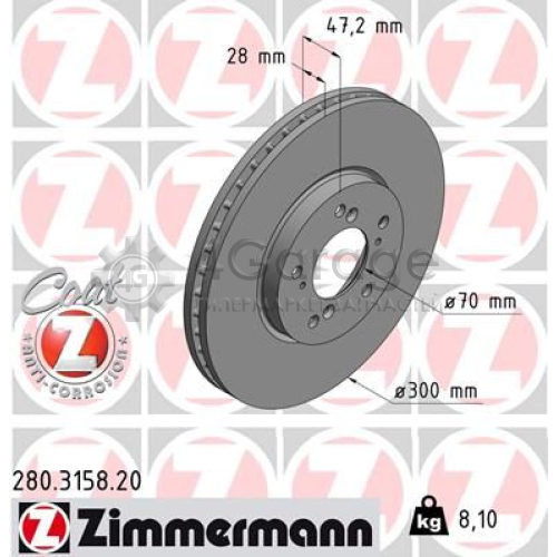 Тормозной диск COAT Z ZIMMERMANN 280315820 в Москве