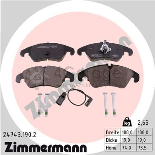 ZIMMERMANN 247431902 Комплект тормозных колодок дисковый тормоз