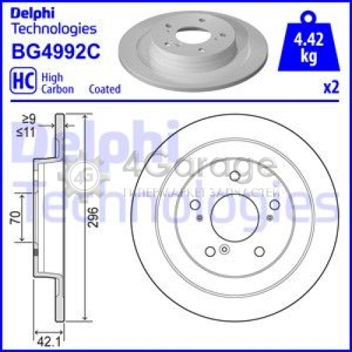 DELPHI BG4992C Тормозной диск