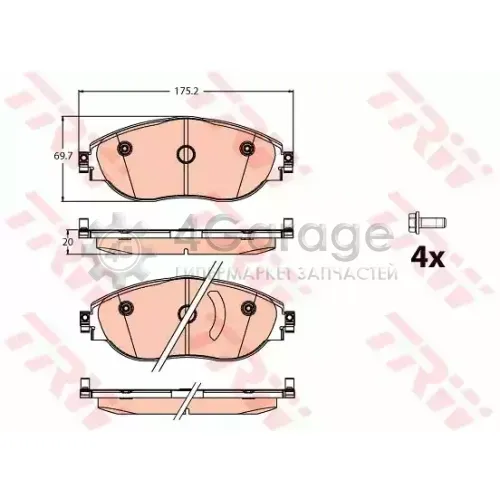 TRW GDB2114 Колодки передние AUDI A3 (8V) 12 quattro GDB2114