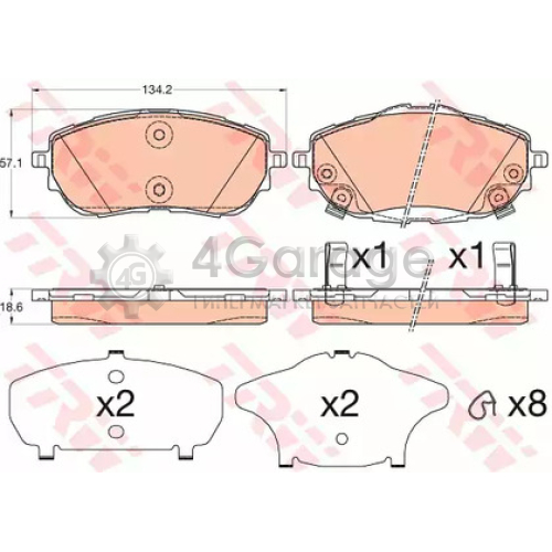 TRW GDB3598 Колодки передние TOYOTA COROLLA (E18) 6/13 GDB3598