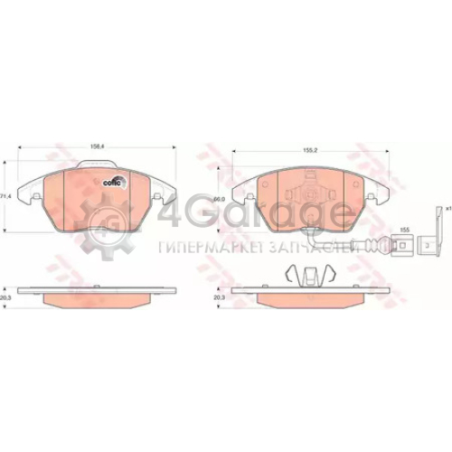 TRW GDB1550 Колодки передние SKODA OCTAVIA (1Z_) FABIA II VW PASSAT (36_ 3C_ 357) GDB1550