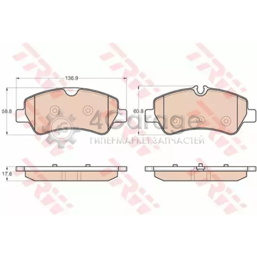 TRW GDB1968 Колодки задние FORD TRANSIT 2012 GDB1968