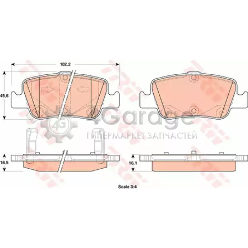 TRW GDB3480 Колодки задние TOYOTA AURIS COROLLA (E18) GDB3480