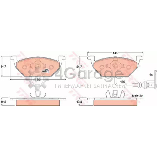 TRW GDB1386 Колодки передние SKODA OCTAVIA (1U_ 1Z_) VW GOLF IV VI JETTA III IV GDB1386