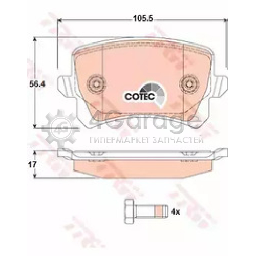 TRW GDB1763 Колодки задние AUDI A6 (C6) Q3 (8U) VW PASSAT (36_ 3C_) TIGUAN GDB1763