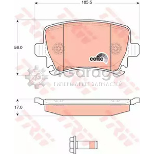 TRW GDB1622 Колодки задние AUDI A4 (B7) A6 (C6) SKODA OCTAVIA (1Z_) VW PASSAT (3C_ 36_) GDB1622