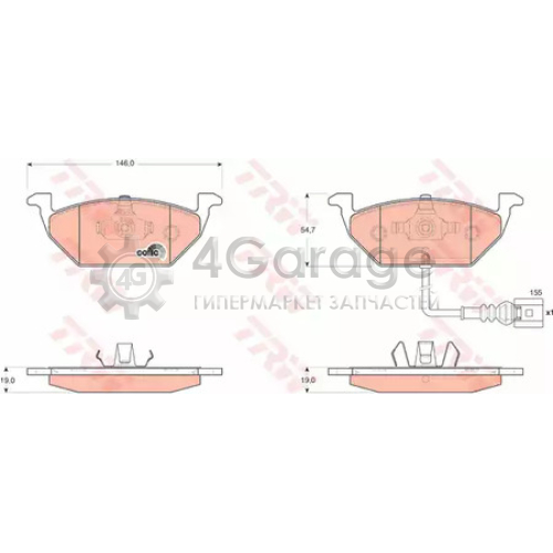 TRW GDB1658 Колодки передние SKODA OCTAVIA (1Z_) VW GOLF IV VI GDB1658