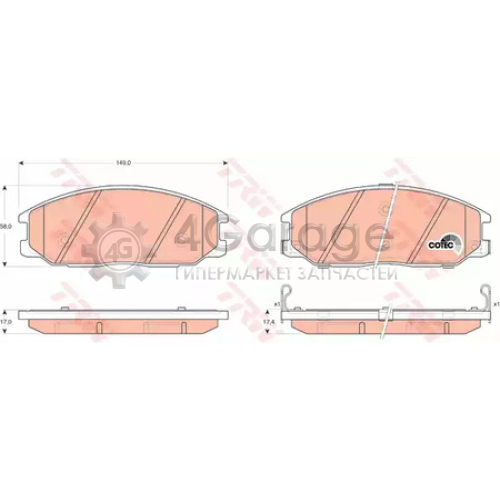 TRW GDB3297 Колодки передние HYUNDAI H1/STAREX H1 (TQ) SANTA FE. SSANGYONG ACTYON GDB3297 в Красноярске