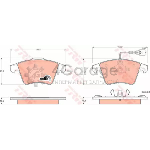 TRW GDB1555 Колодки передние VW TRANSPORTER V GDB1555