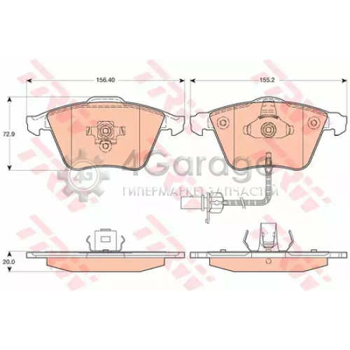 TRW GDB1617 Колодки передние AUDI A4 (B7) A6 (C6) A8 (4E_) GDB1617