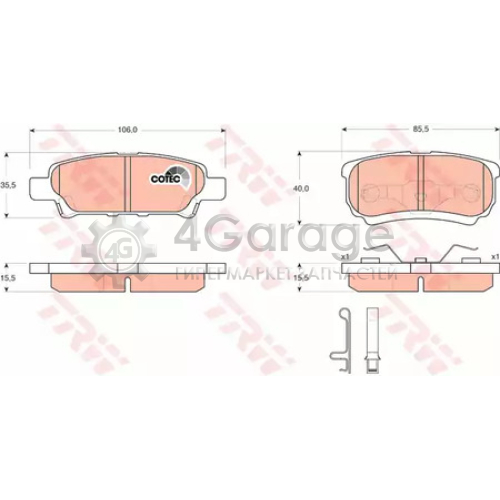 TRW GDB3341 Колодки задние MITSUBISHI LANCER (CS CY) GDB3341