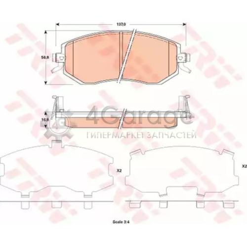 TRW GDB3519 Колодки передние FORESTER (SH SJ) IMPREZA (GP GR GH) OUTBACK (BM BR) GDB3519