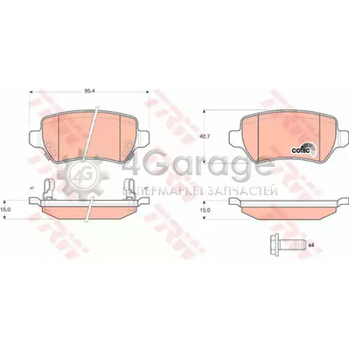 TRW GDB1515 Колодки задние OPEL ASTRA G H GDB1515