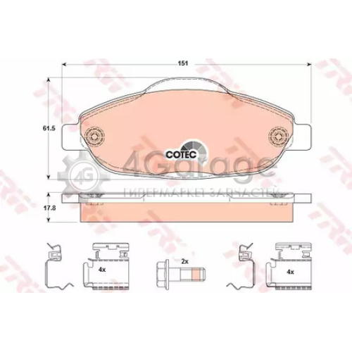 TRW GDB1761 Колодки передние PEUGEOT 3008 308 GDB1761