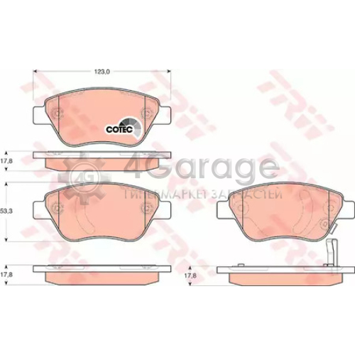 Колодки передние FIAT DOBLO (119) OPEL CORSA D GDB1700 TRW GDB1700 в Ростове-на-Дону