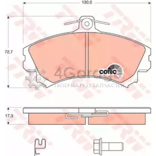 TRW GDB1584 Колодки передние MITSUBISHI COLT VI SMART FORFOUR (454) GDB1584 в Красноярске