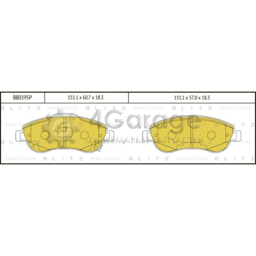BLITZ BB0395P Колодки тормозные передние