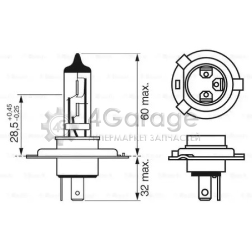 BOSCH 1987302441 Лампа TRUCKLIGHT H4 24V 75/70W 1987302441