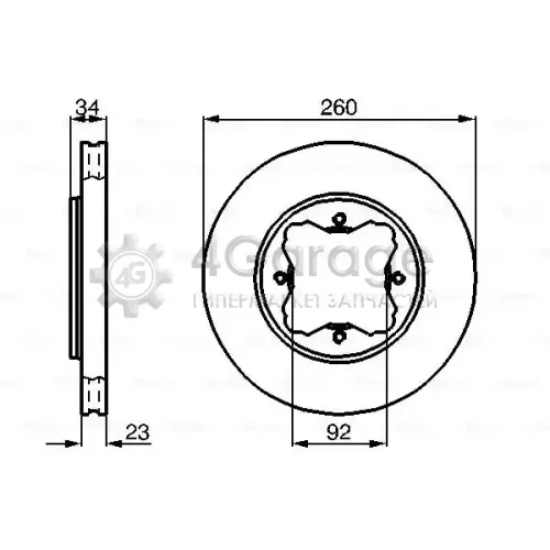 BOSCH 0986478568 Диск торм. пер.[259x34] 4 отв.