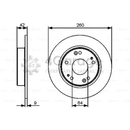 BOSCH 0986479451 Диск торм задн Honda Civic 5D