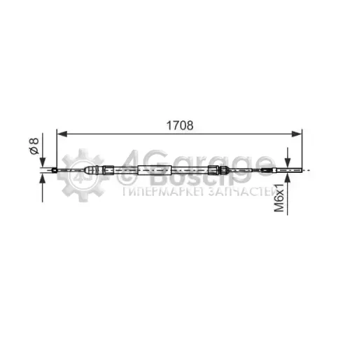 BOSCH 1987477531 Трос ручного тормоза зад. R 1708mm