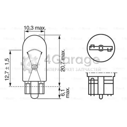 BOSCH 1987302206 Лампа STANDARD W5W 12V 5W 1987302206