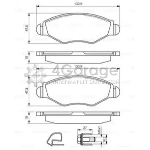 BOSCH 0986494039 Колодки торм диск передн к т