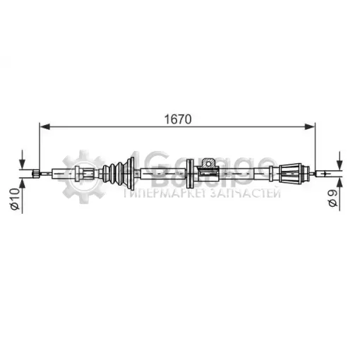 BOSCH 1987477357 Трос ручного тормоза [зад.] [1670 mm]