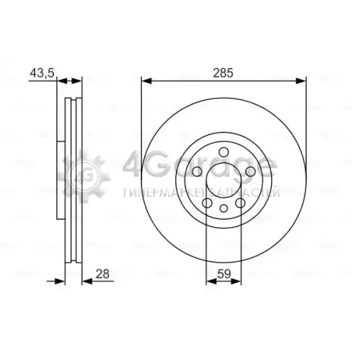 BOSCH 0986479S62 Тормозной диск передний 0986479S62