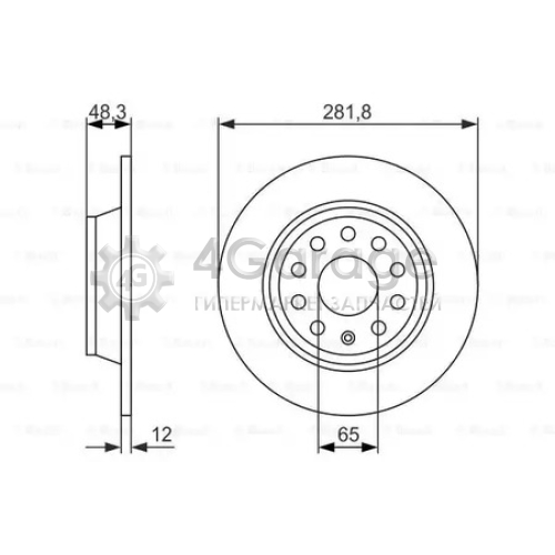 BOSCH 0986479247 Диск торм. зад.[286x12] 5 отв.