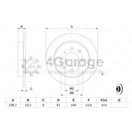 BOSCH 0986479739 Тормозной диск 0986479739