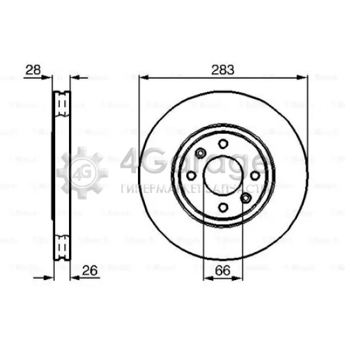 BOSCH 0986478831 Диск тормозной передний PEUGEOT 306 2.0 3.0 (283мм) 0986478831