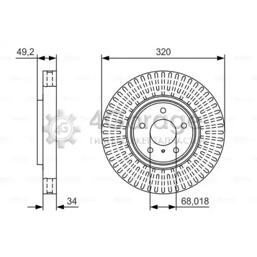 BOSCH 0986479T32 Диск торм передн