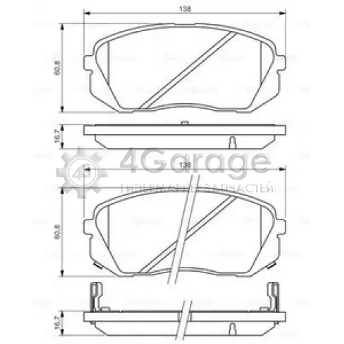 BOSCH 0986494422 Колодки торм диск передн к т