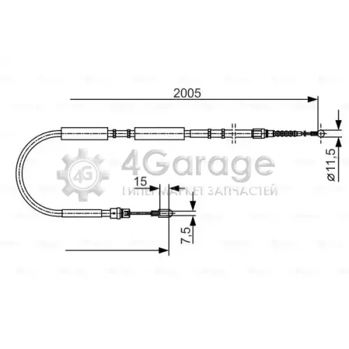 BOSCH 1987477923 Трос ручного тормоза задн. R