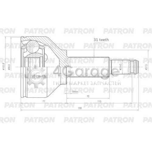 PATRON PCV2149 Шарнирный комплект приводной вал