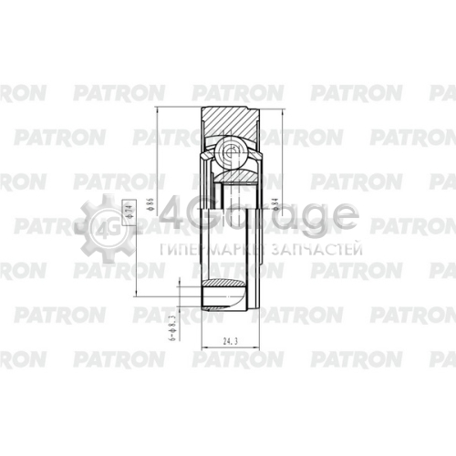 PATRON PCV2182 ШРУС кард.вала 19x74 VOLVO S60/S80/V60/XC60/XC70 II 06- в Красноярске