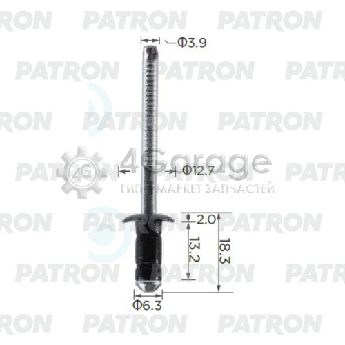 PATRON P371422A Заклепка металлическая (упаковка 100шт) TOYOTA применяемость: заклепка лючка бензобака