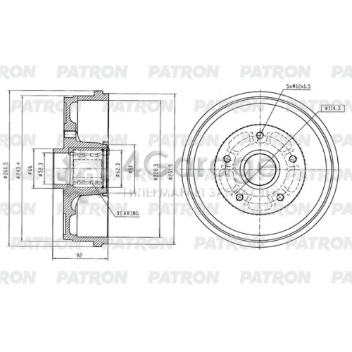 PATRON PDR1014 Барабан тормозной RENAULT Duster 4x2 / Kaptur 1,6 (+ подшипник,+ кольцо ABS) в Красноярске