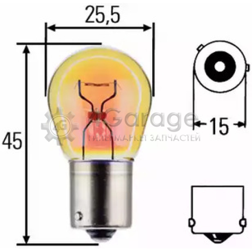 HELLA 8GA006841121 Лампа PY21W 12V 8GA006841 121