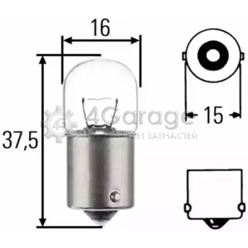 HELLA 8GA002071121 Лампа R5W 12V BA15s 8GA002071 121