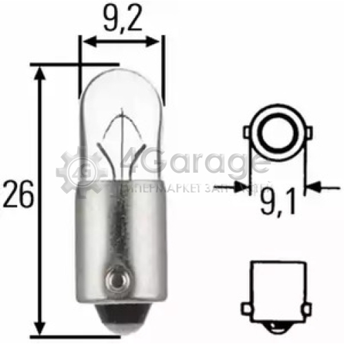 HELLA 8GP002067241 Лампа T4W 24V BA9s 8GP002067 241