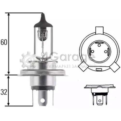 HELLA 8GJ002525131 Лампа H4 12V 60/55W STANDART 8GJ002525 131