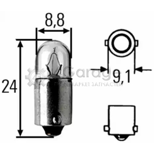 HELLA 8GP002068241 Лампа 24V BA9s 8GP002068 241