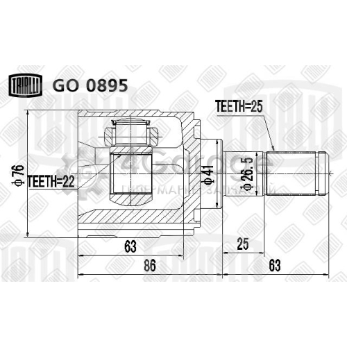 TRIALLI GO0895 ШРУС внутр. для а/м Hyundai Solaris (10 )/Kia Rio (10 ) 1.6 (GO 0895)