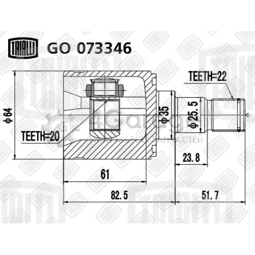 TRIALLI GO073346 ШРУС внутр. для а/м Kia Picanto (04 ) AT (GO 073346)